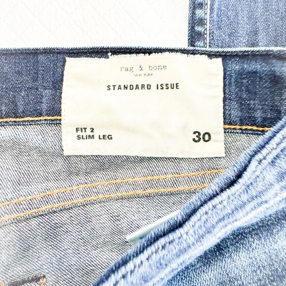 Rag & Bone Fit 2 Slim Leg Dark Wash Denim Jeans Dark Vintage Size 30 - Picture 6 of 9